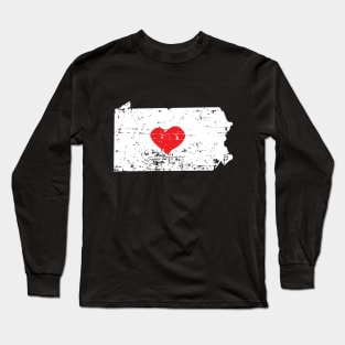 <3 Pennsylvania State Map T Shirt for Men Women and Kids Long Sleeve T-Shirt